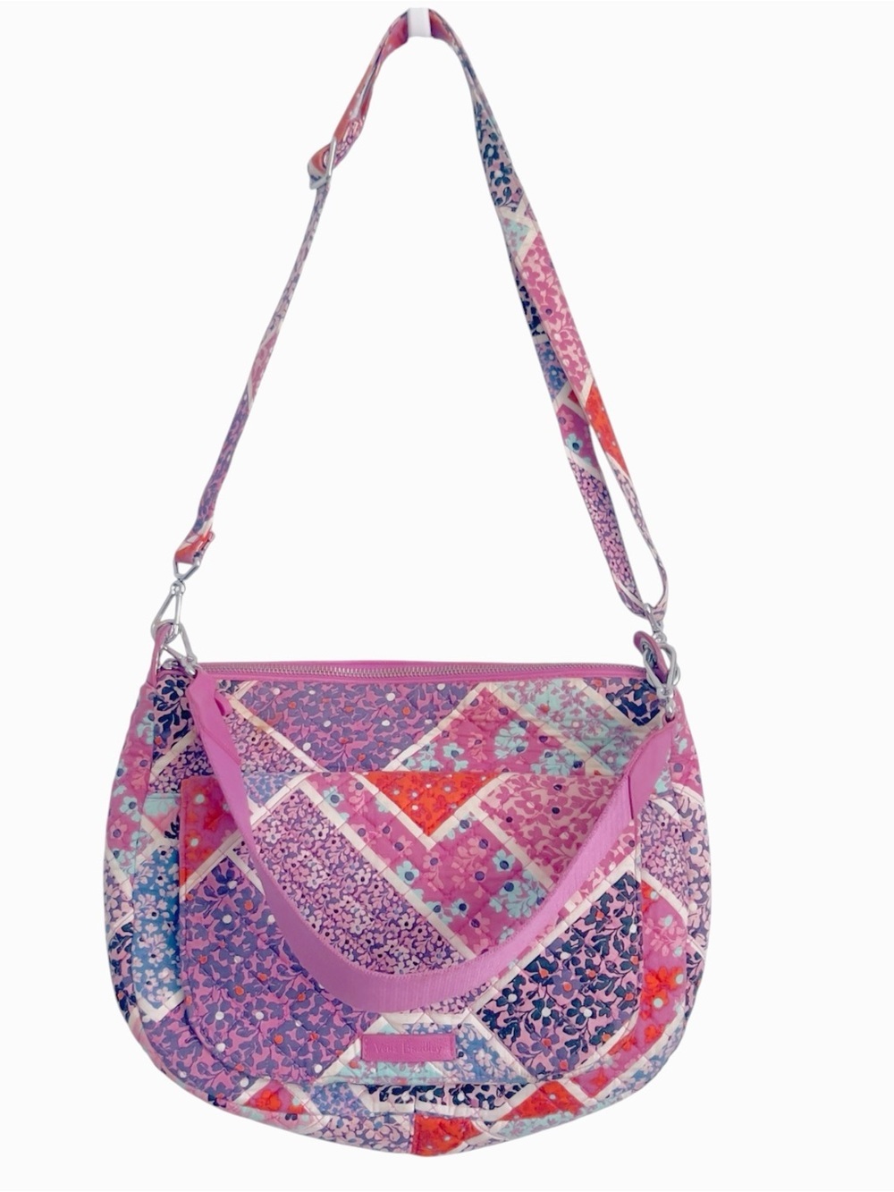 Vera Bradley Patchwork Quilted Ditzy Floral Shoulder Bag Canvas Strap Pink/Multi - Picture 7 of 16